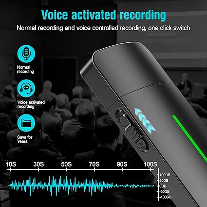 Grabadora activada por voz, dispositivo de notas de voz, tomador de notas de audio digital USB - Imagen 5