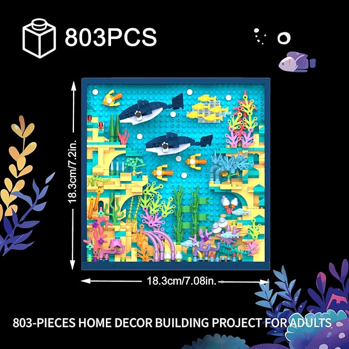 TG BLOCKS Juego de construcción de mundo oceánico de micro ladrillos, arte de pared 3D, decoración - Imagen 4