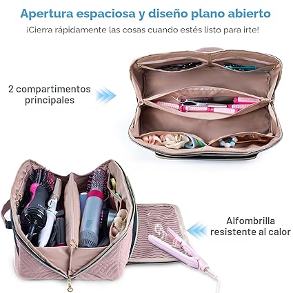 Bolsa de Viaje Grande para Herramientas de Cabello con Alfombrilla Resistente al Calor - Imagen 6