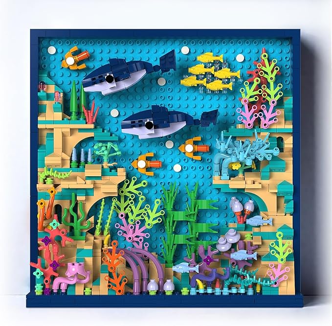 TG BLOCKS Juego de construcción de mundo oceánico de micro ladrillos, arte de pared 3D, decoración - Imagen 7