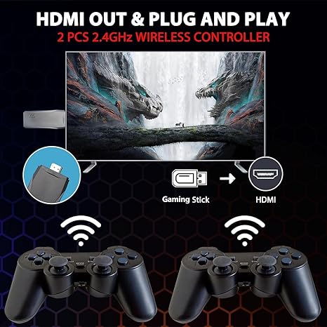 Consola de juegos retro M8 64G, mando inalámbrico, salida HDMI 4K, plug and play, inalámbrico - Imagen 4