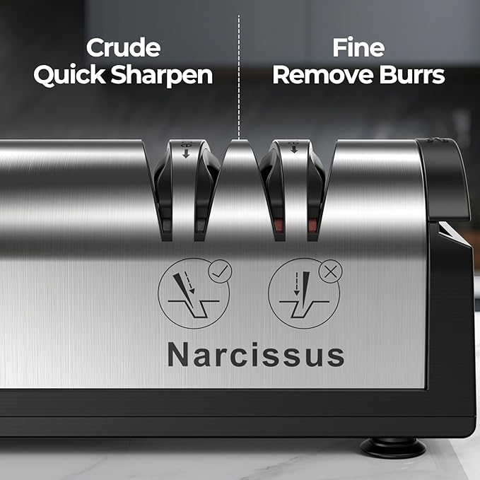 Narcissus Afilador de cuchillos eléctrico profesional de 2 etapas para afilado y pulido rápidos - Imagen 5