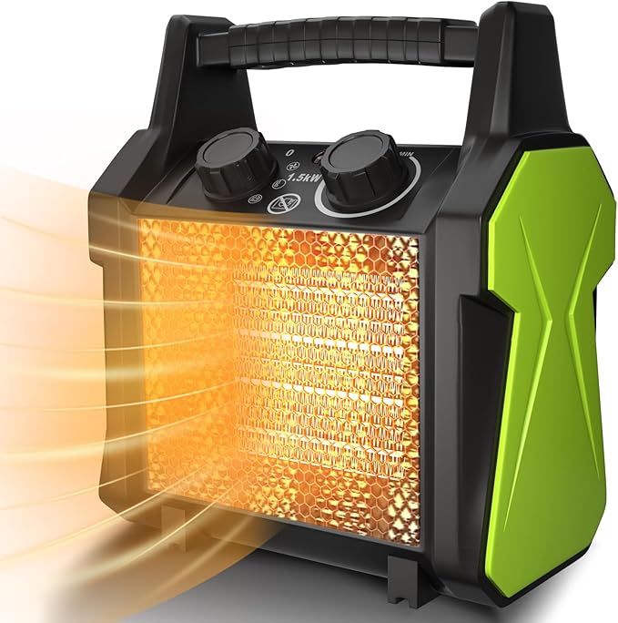 Calentador de exterior para patio eléctrico de garaje portátil de cerámica de 1500 W - Imagen 7