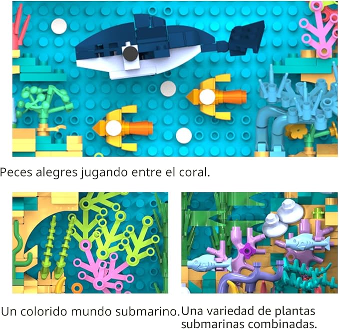 TG BLOCKS Juego de construcción de mundo oceánico de micro ladrillos, arte de pared 3D, decoración - Imagen 6