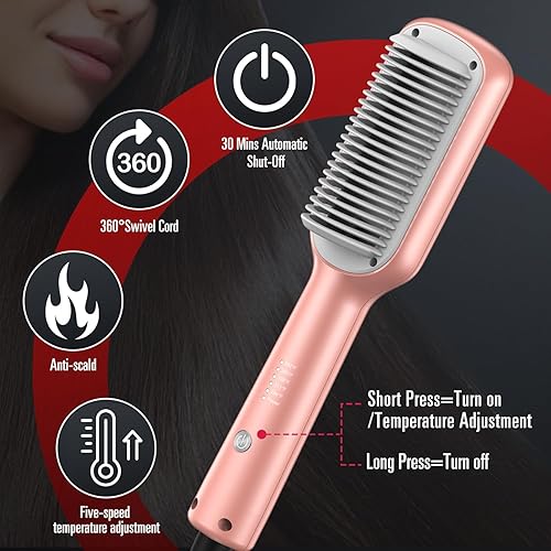SDLOGAL Cepillo Alisador de Cabello, Peine Alisador con 5 Temperaturas (color gris) - Imagen 6