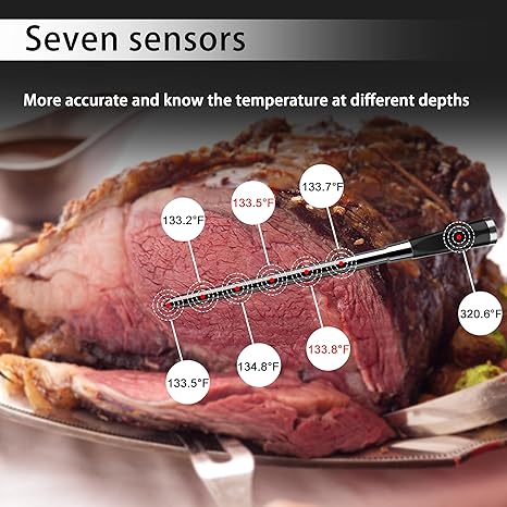 Termómetro inalámbrico WiFi para carne, alcance ilimitado, 7 sensores, monitoreo remoto - Imagen 4