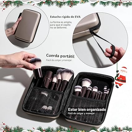 Brochas de maquillaje profesionales BS-MALL con estuche de viaje, brocha Kabuki 20 piezas - Imagen 3