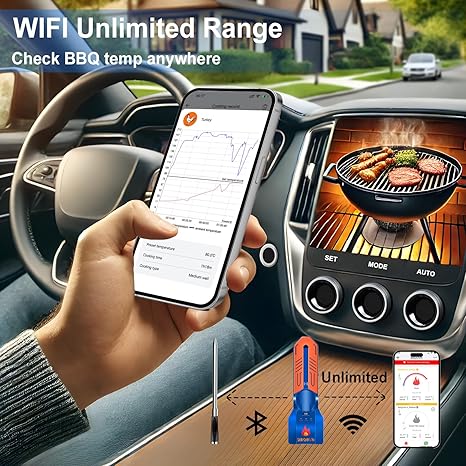 Termómetro inalámbrico WiFi para carne, alcance ilimitado, 7 sensores, monitoreo remoto - Imagen 5