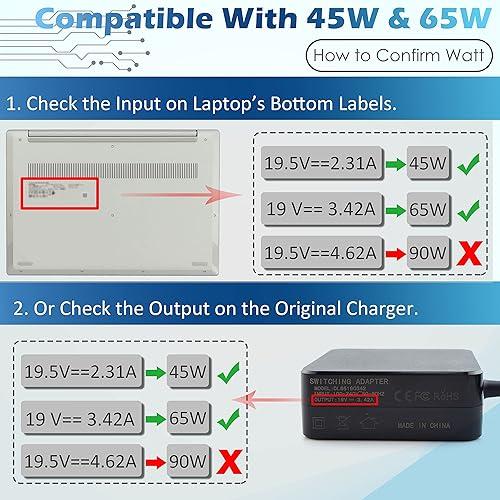 Cargador para portátil RUIQIU de 65 W compatible con Asus Vivobook Serie 15, Adaptador de corriente - Imagen 5