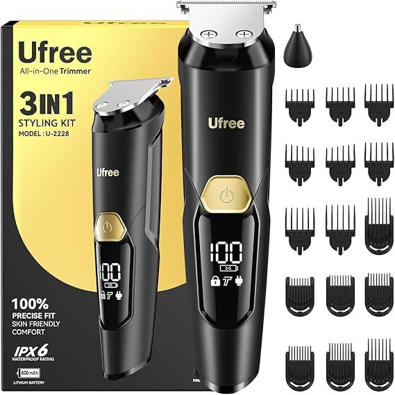 Ufree Recortadora de barba 3 en 1 para hombres, IPX6 impermeable para bigote, cortadora de pelo - Imagen 3