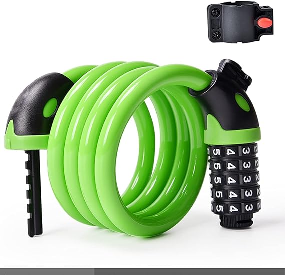 Candado para bicicleta, combinación combinada reiniciable de seguridad en espiral - Imagen 7
