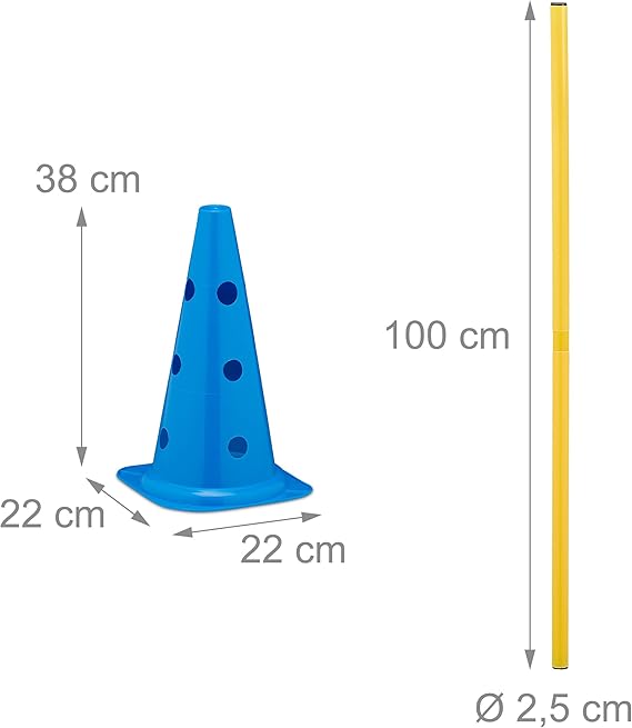 Set Vallas de Entrenamiento, Agilidad 18 Piezas, para Perros, 12 Pilones y 6 Postes - Imagen 4