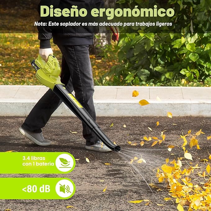 Soplador de hojas, inalámbrico de 20 V con batería de 2 x 2.0 Ah - Imagen 3