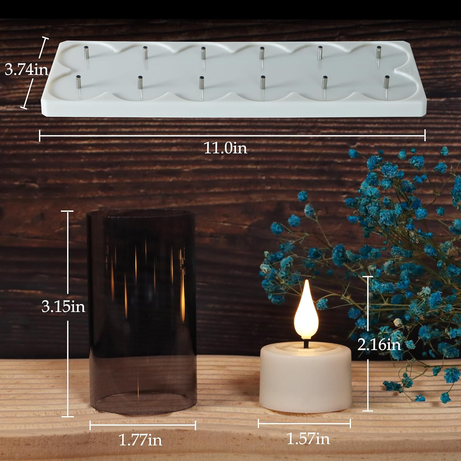Velas de té sin llama recargables con control remoto y temporizador y base de carga, 12 velas LED - Imagen 3