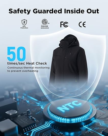 Chaqueta Calefactable para Mujeres con Paquete de Batería Recargable, Abrigo Calefactable (Talla L) - Imagen 3