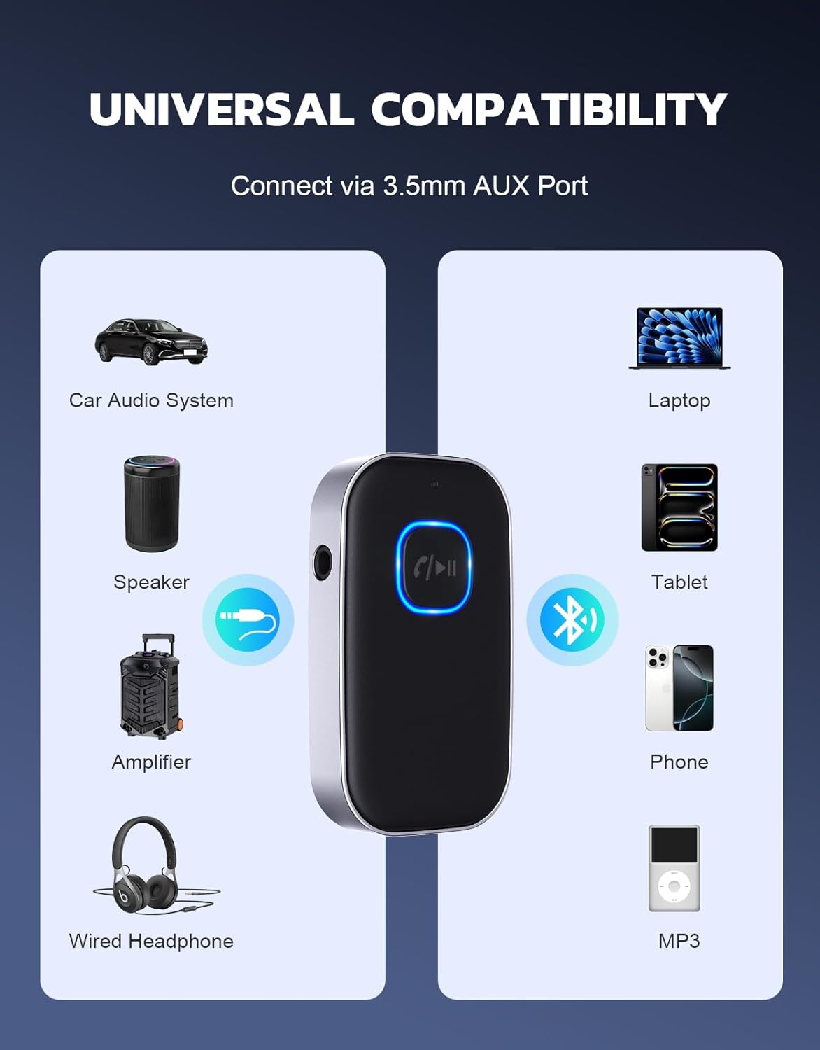 COMSOON Receptor Bluetooth 5.0 para auto, adaptador de auxiliar con cancelación de ruido - Imagen 5