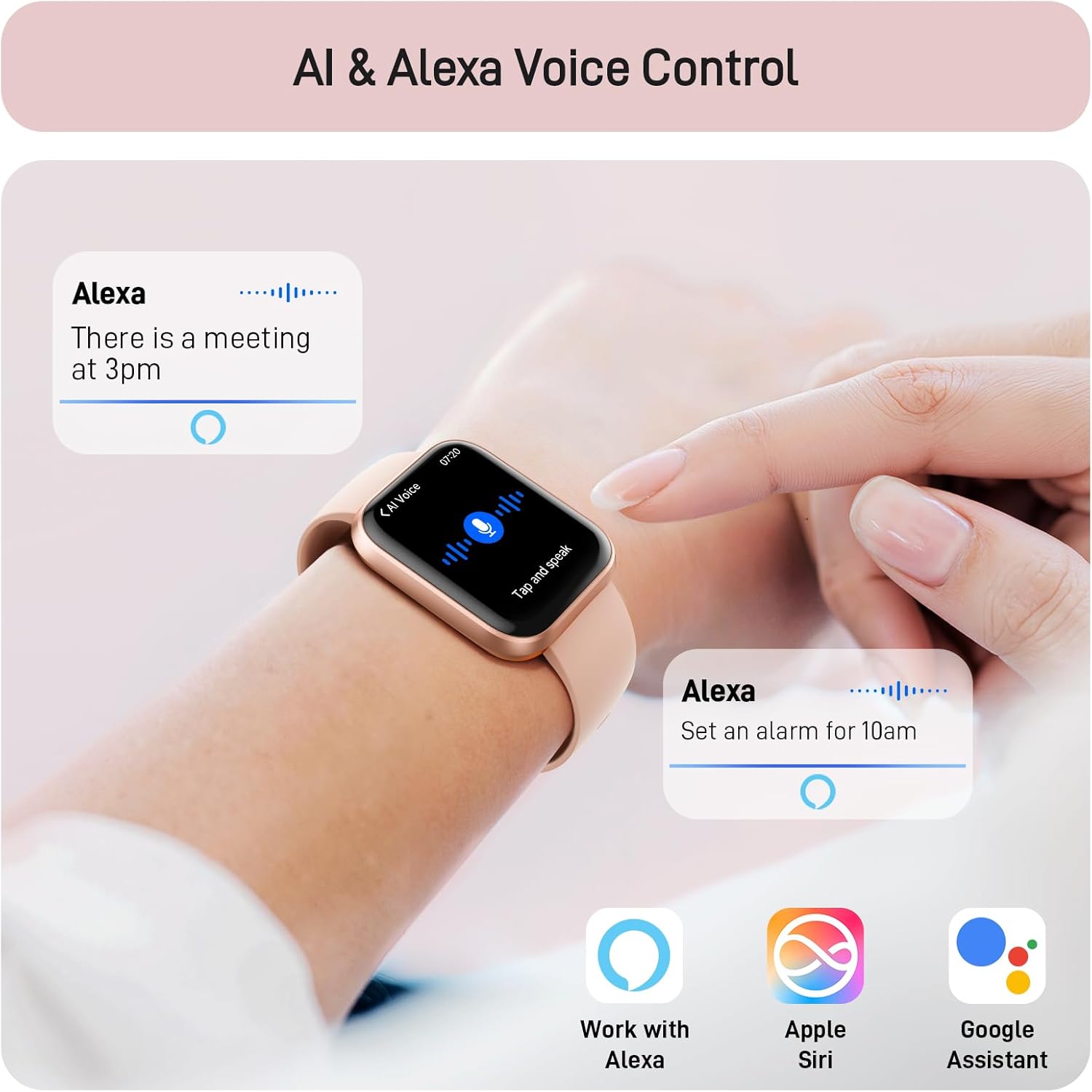 Tensky Reloj inteligente para mujer Android y iPhone Alexa integrado pantalla táctil de 1.8 pulgada - Imagen 3