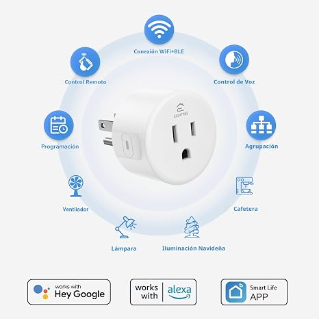 Enchufe inteligente, salida WiFi funciona con Alexa y Google Home, con control remoto 4 PCS - Imagen 6