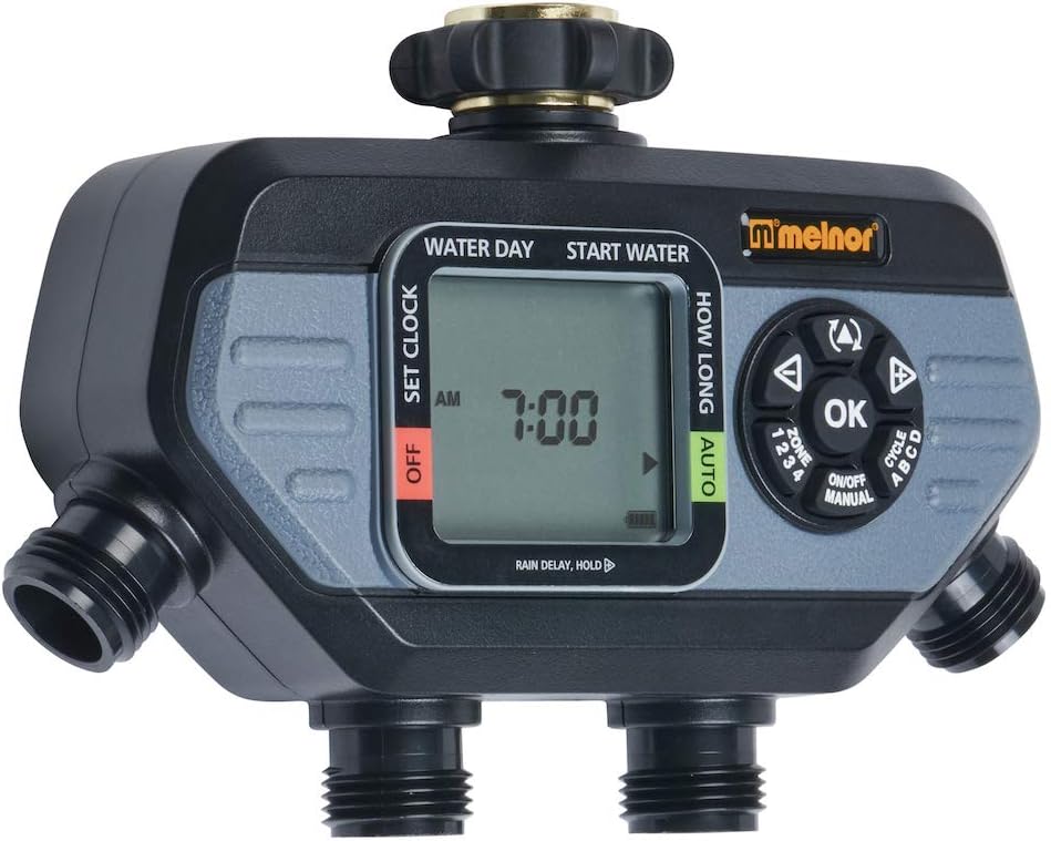 Melnor 65038-AMZ HydroLogic - Temporizador digital de agua, 4 zonas, 4 zonas - Imagen 4