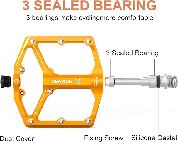Pedales planos mecanizados CNC de 9/16 pulgadas con clavos antideslizantes extraíbles - Imagen 4