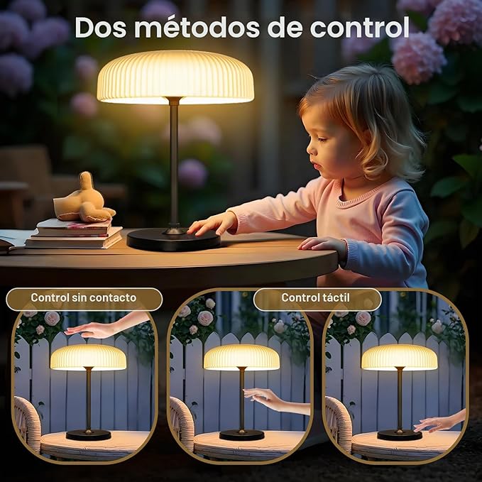 Lámpara de mesa solar para exteriores, con batería, LED, inalámbrica USB-C, regulable - Imagen 5