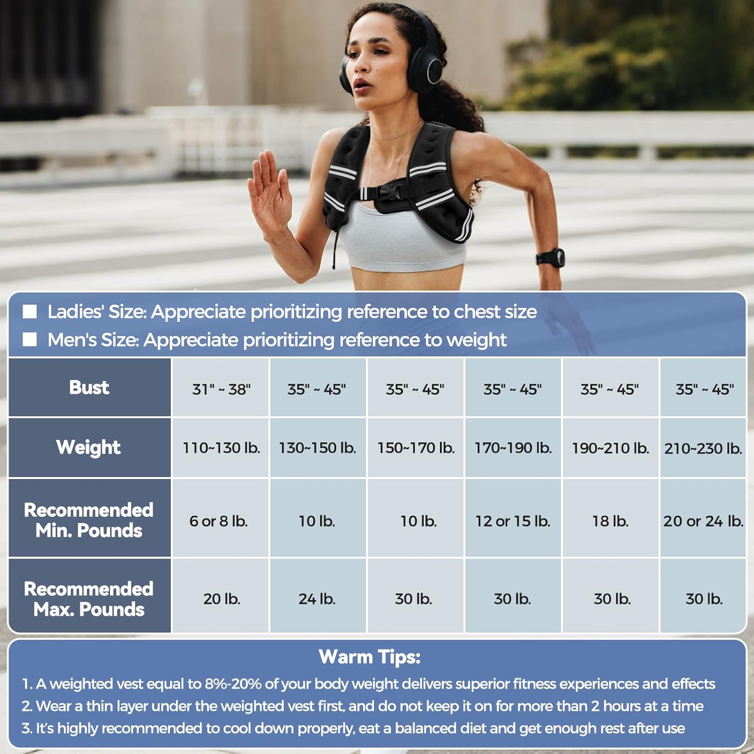 Zeerun Chaleco con peso, 6 libras, 8 libras, 10 libras, 12 libras, 15 libras, 18 libras, 20 lbs etc - Imagen 4