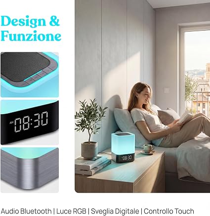 Gallstep Luces nocturnas Altavoz Bluetooth, despertador, altavoces Bluetooth, sensor táctil - Imagen 5