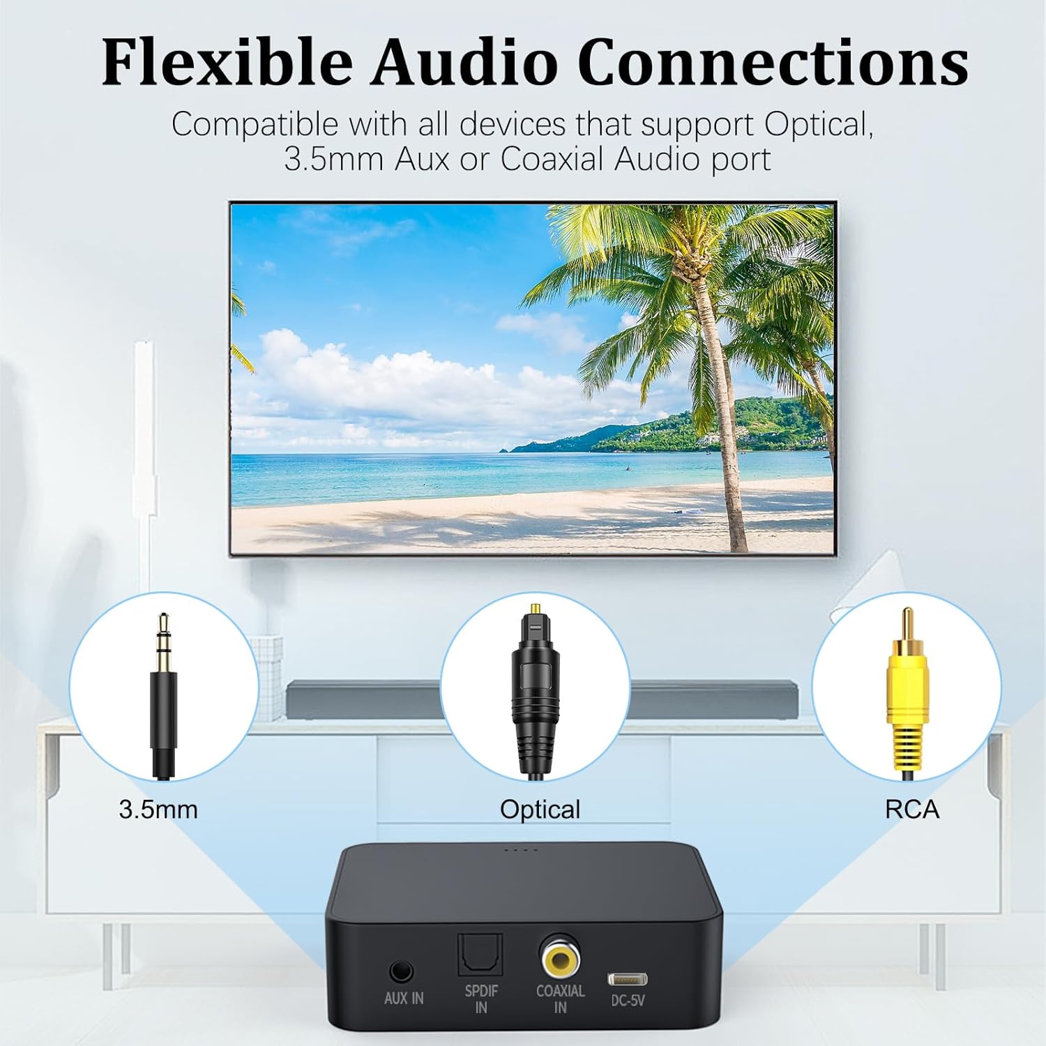 Receptor óptico Bluetooth 5.0 transmisor para TV a auriculares con control de volumen - Imagen 4