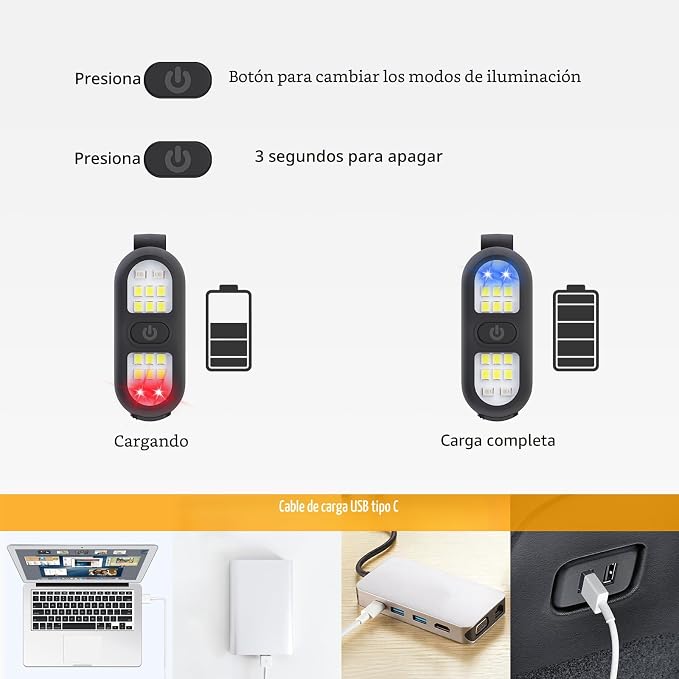Linterna con clip, luces de correr para corredores, luz de perro para pasear por la noche - Imagen 3