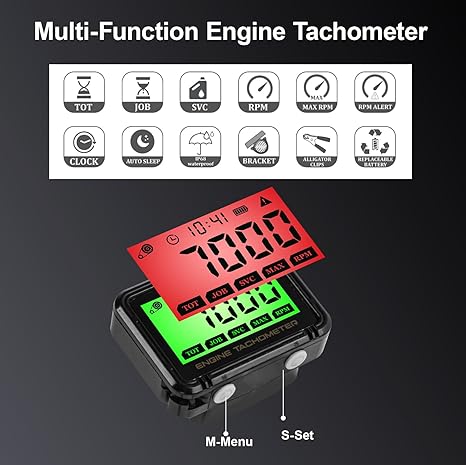 Tacómetro para Motor Pequeño, Tacómetro Digital con Clip, Medidor de Horas Inductivo con Reemplazo - Imagen 4