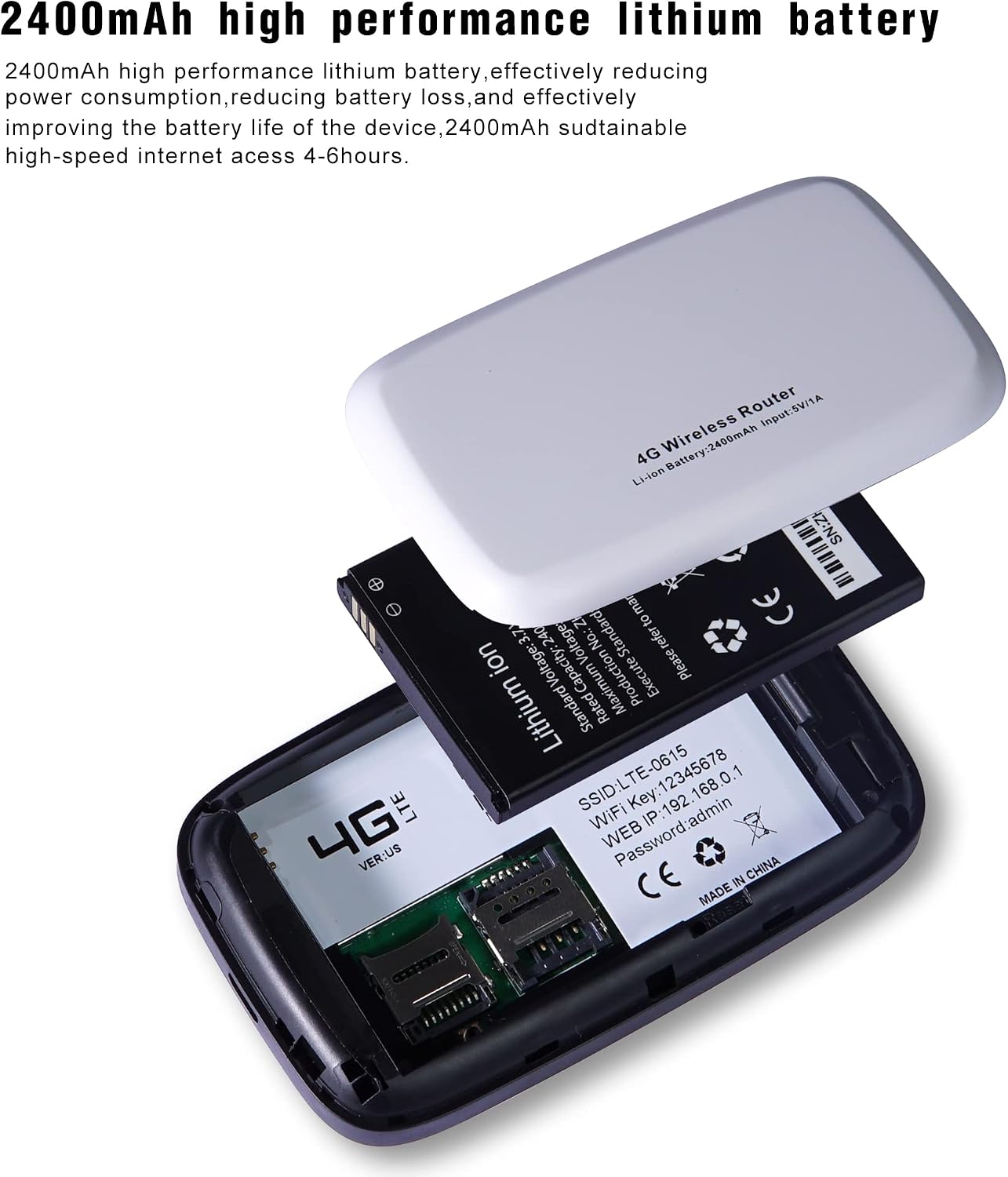 Enrutador WiFi móvil 4G LTE, WiFi WiFi móvil desbloqueado, router de Internet inalámbrico. - Imagen 3