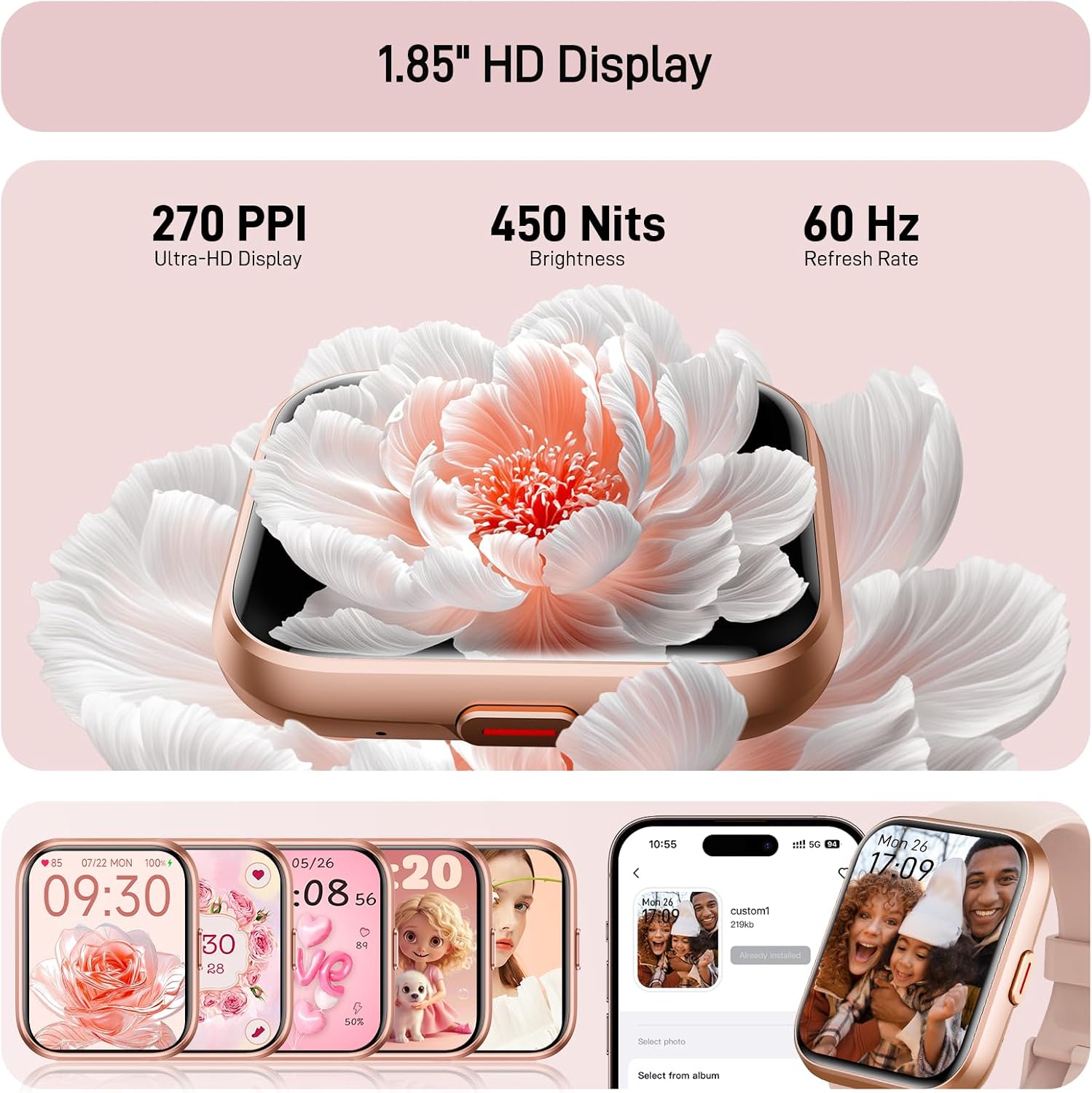 Tensky Reloj inteligente para mujer Android y iPhone Alexa integrado pantalla táctil de 1.8 pulgada - Imagen 6
