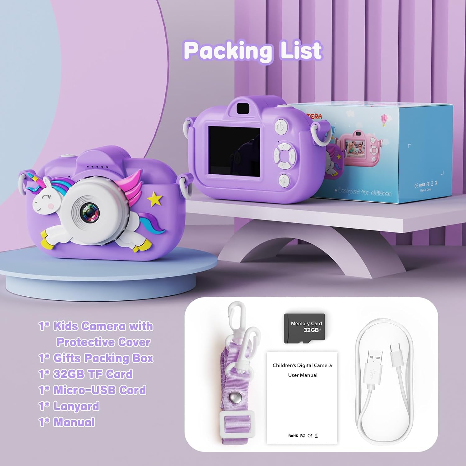 Cámara para Niños Juguetes para Niños Pequeños para Niñas y Niños de 3-12 Años, Cámara Digital. - Imagen 3