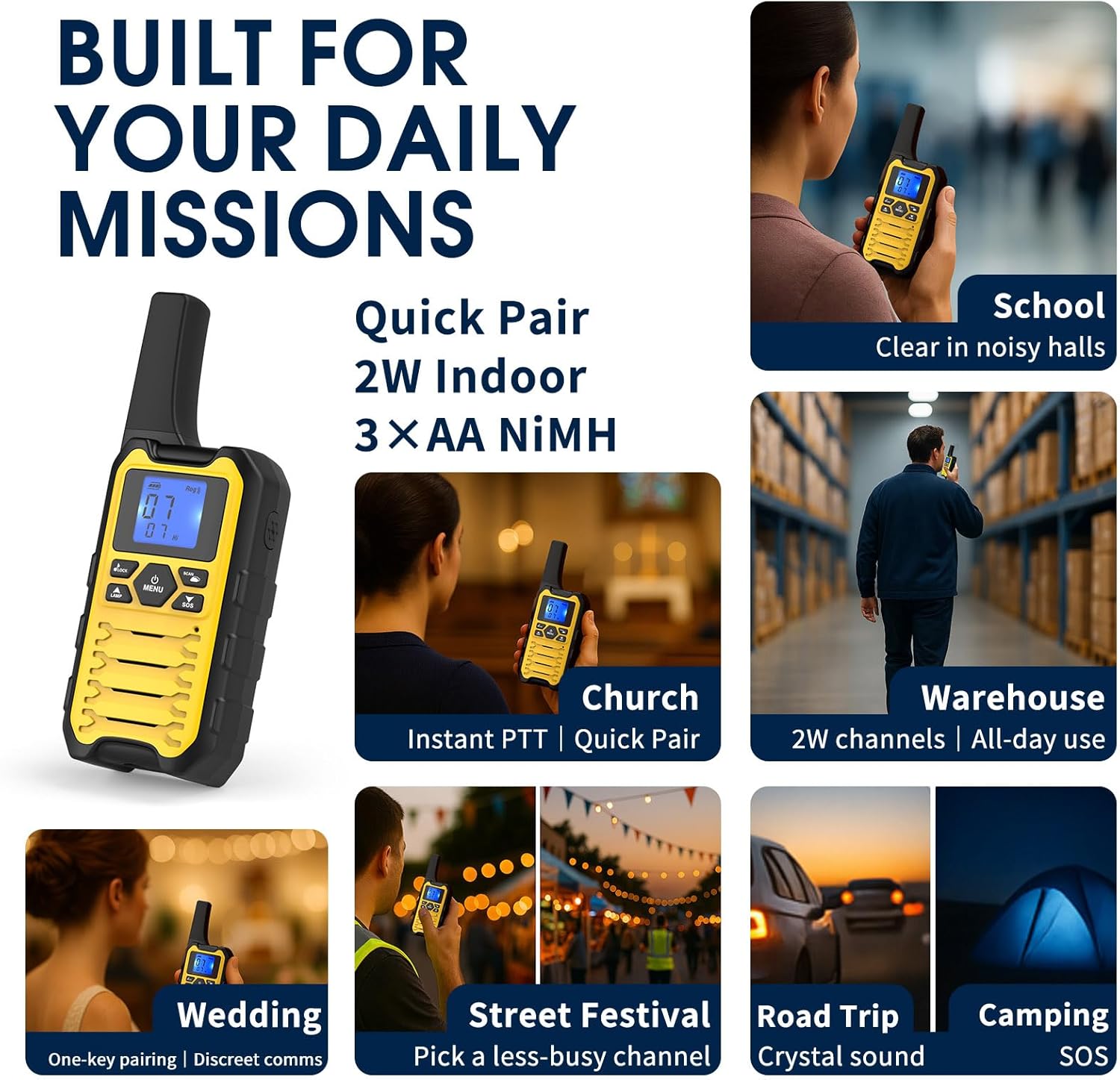 Wishouse Walkie Talkies K15 de largo alcance para adultos, radios bidireccionales recargables. - Imagen 3