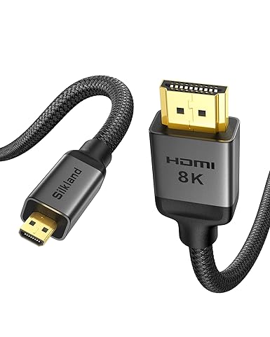 Silkland Cable micro HDMI a HDMI 8K 4K de 6.6 pies, adaptador micro HDMI 2.1 [8K @60Hz, 4K @240Hz - Imagen 6