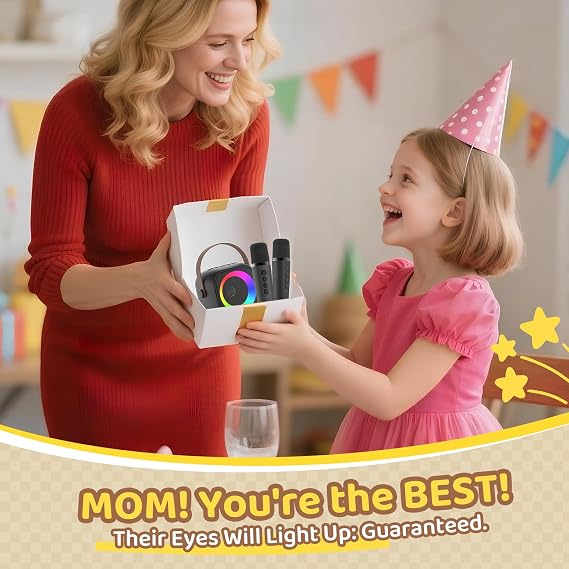 Mini Máquina de Karaoke, Altavoz de Karaoke Bluetooth Portátil con 2 Micrófonos Inalámbricos - Imagen 5
