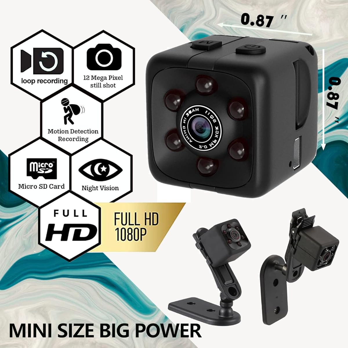 Mini cámara de seguridad inalámbrica 1080P con activación por movimiento, pequeña, para interiores - Imagen 6