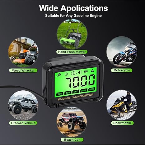 Tacómetro para Motor Pequeño, Tacómetro Digital con Clip, Medidor de Horas Inductivo con Reemplazo - Imagen 3