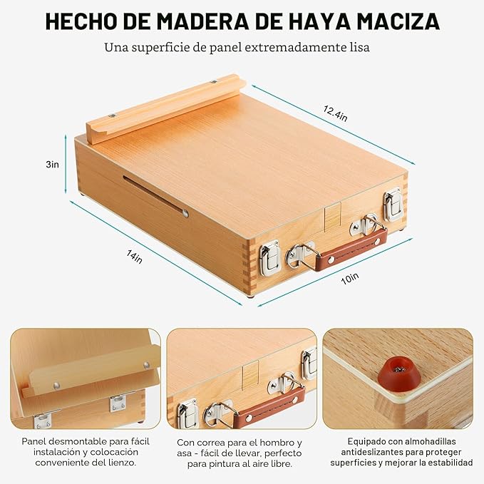 caballete de arte portátil ajustable con caja de bocetos y correa desmontable para principiantes - Imagen 4