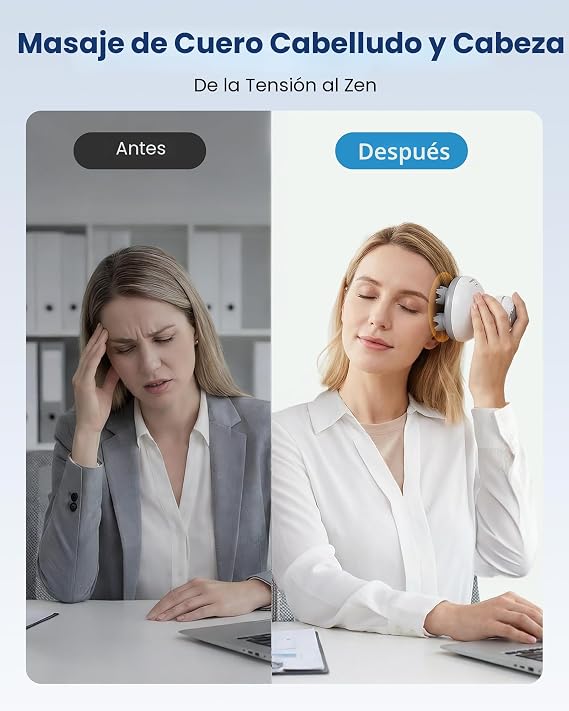 COMFIER Masajeador eléctrico inalámbrico para el cuero cabelludo con amasado 84 modos de masaje - Imagen 6