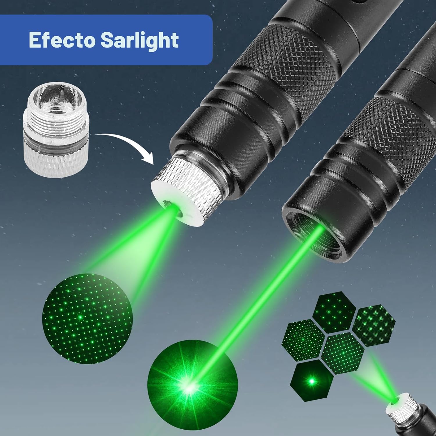 Damflew Puntero láser verde de alta potencia haz láser recargable de largo alcance carga USB. - Imagen 6