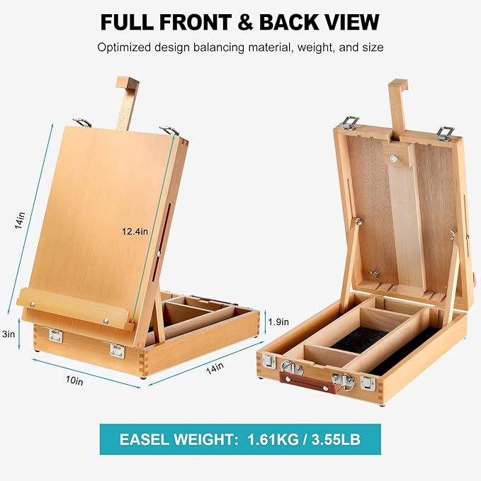 caballete de arte portátil ajustable con caja de bocetos y correa desmontable para principiantes - Imagen 6