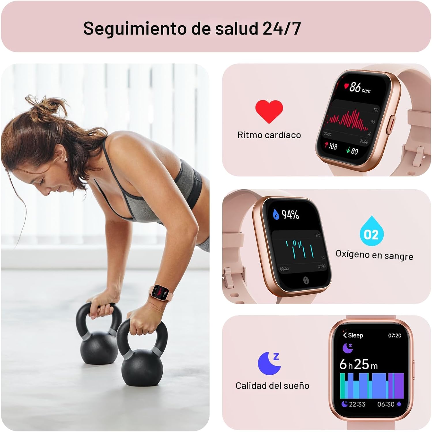 Tensky Reloj inteligente para mujer Android y iPhone Alexa integrado pantalla táctil de 1.8 pulgada - Imagen 4