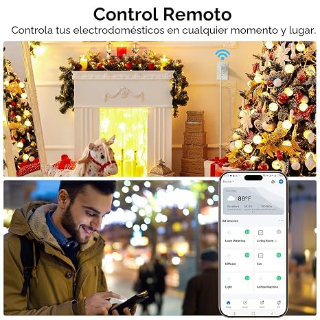 Enchufe inteligente, salida WiFi funciona con Alexa y Google Home, con control remoto 4 PCS - Imagen 5