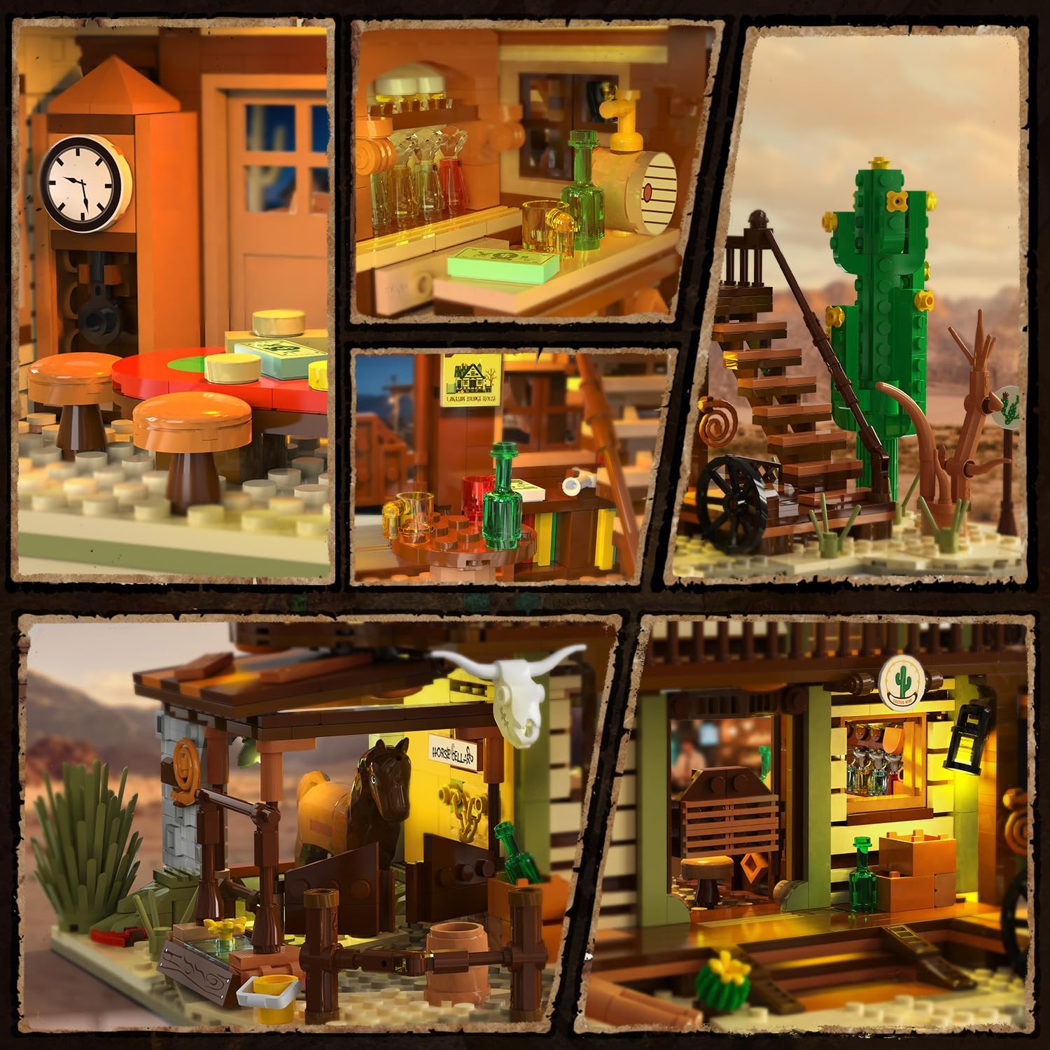 INSOON Western Saloon - Juguete de construcción con luz LED, 1727 unidades, bloques de construcción - Imagen 6