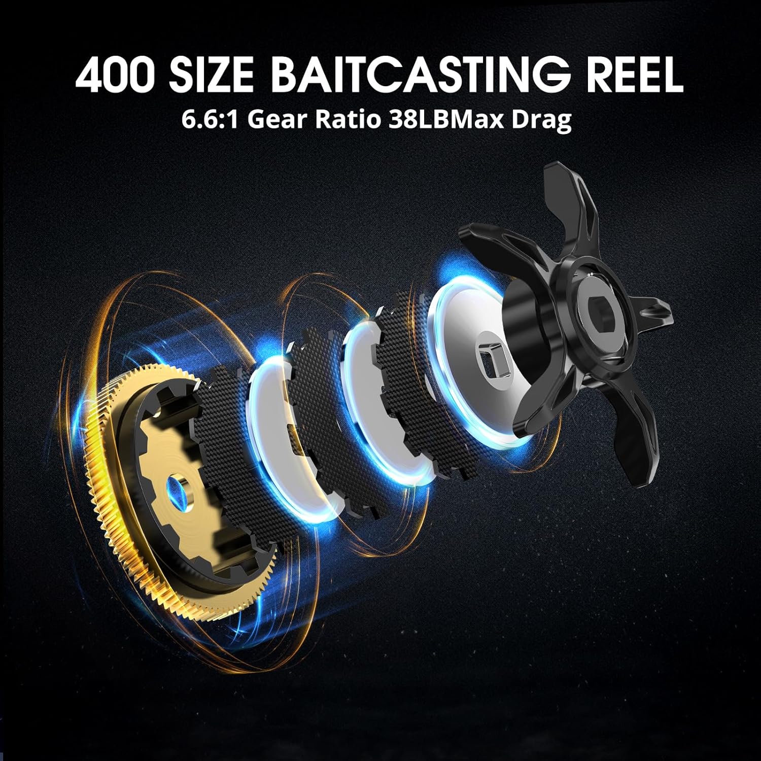 Piscifun Carrete de pesca Alijoz 400 Baitcaster, carrete de aleación de aluminio de 38 libras - Imagen 5