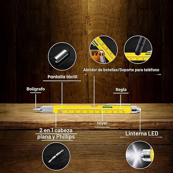 Bolígrafo multiherramienta 9 en 1, accesorios geniales - Imagen 5