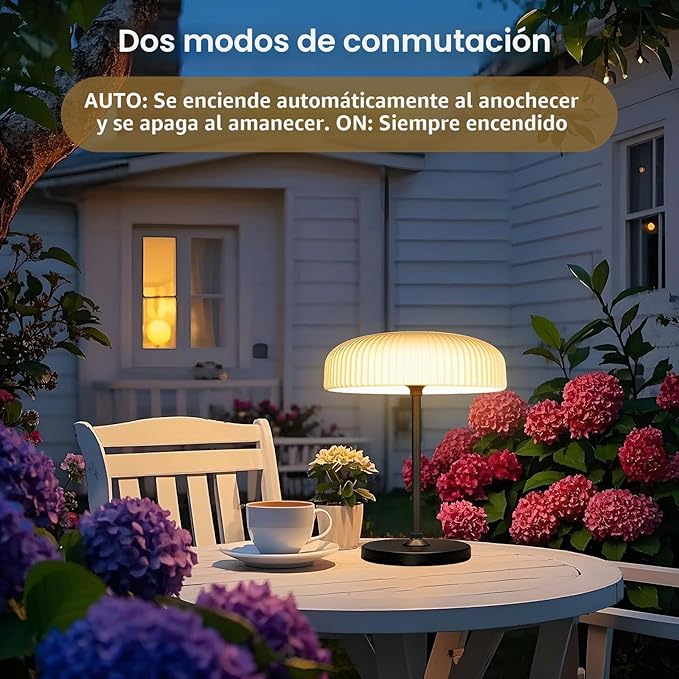 Lámpara de mesa solar para exteriores, con batería, LED, inalámbrica USB-C, regulable - Imagen 4