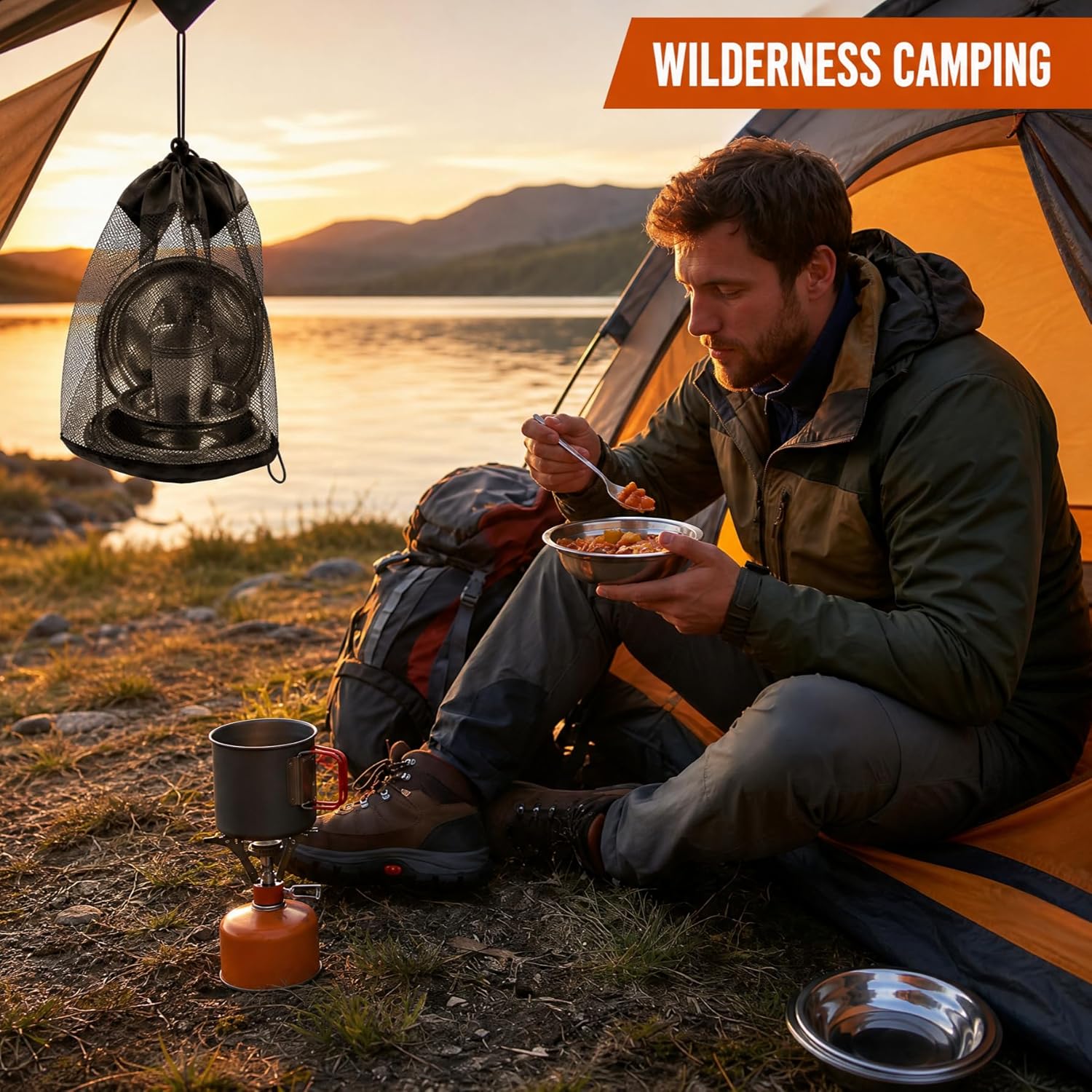 Juego de 24 platos y cuencos de acero inoxidable para acampar, juego de platos de camping - Imagen 5