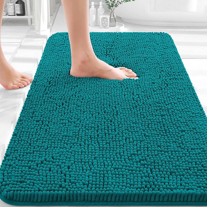 Tapete de baño de 30 x 20 pulgadas, felpilla absorbente extrasuave, reverso de goma, secado rápido - Imagen 6
